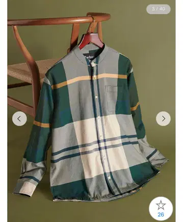 [ 완판템 ] Reyner 타탄 체크 밴드 카라 셔츠