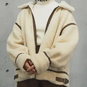 배색 파이핑 보아 블루종 보아 자켓 M