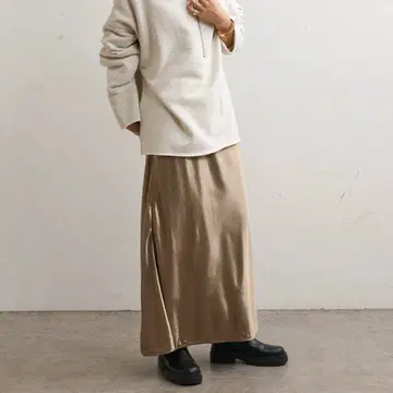 [ omekashi ] 새틴 내로우 스커트/베이지 38 size