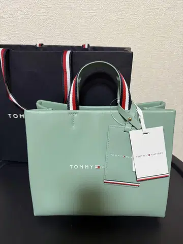 TOMMY HILFIGER 민트 그린 토트백