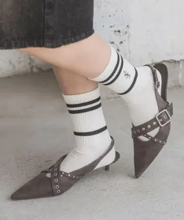jeanasis 아이렛 벨트 뮬 그레이