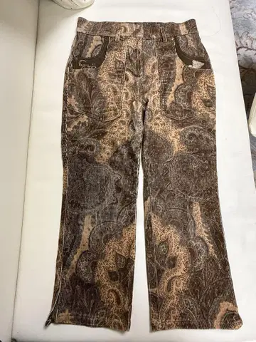 이타리야 레오파드 무늬 페이즐리 벨로아 팬츠 9호 일본제