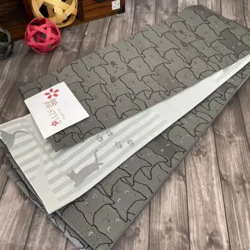 고양이 디자인 반폭 오비 리버서블 일본제 새상품