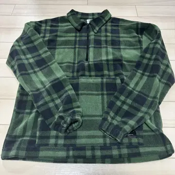 ZARA 플리스 자켓 그린 블랙 체크 하프 지퍼 M 사이즈