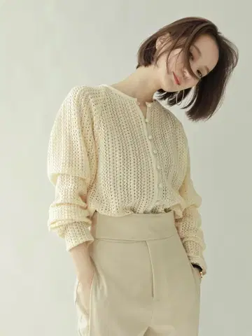 louren 로렌 FRONT BUTTON LACE CARDIGAN