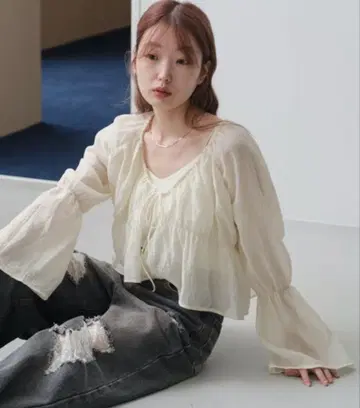 셔링 시어 블라우스 여성용