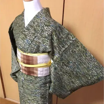 명주 코몬 기모노 멋내기용 말차 그린 색상