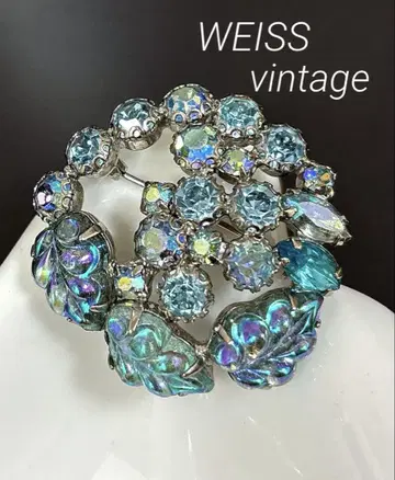 미국제 WEISS 빈티지 브로치 Carnival Glass