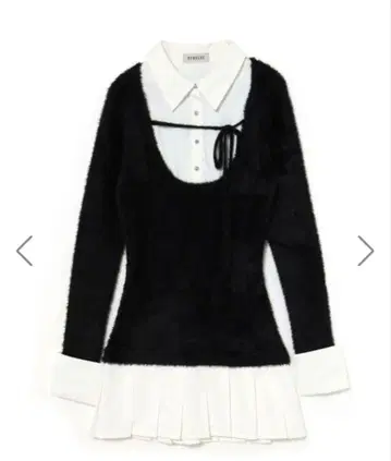 bubbles 레이어드 플리츠 니트 원피스 M