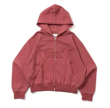 BLESS U Pigment Zip Hoodie 레드