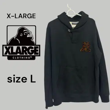 X-LARGE 엑스라지 레오파드 로고 속기모 맨투맨 L 블랙