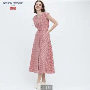 새상품 UNIQLO 이네스 코튼 플레어 V넥 원피스
