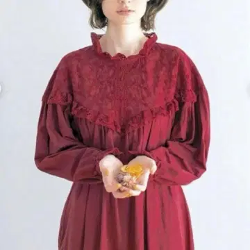 사만사 모스모스 와인 레드 롱 원피스 긴팔