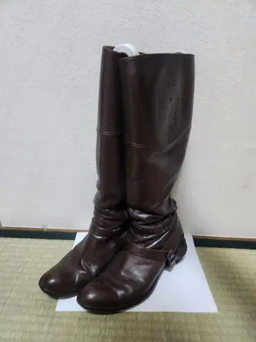 브라운 가죽 롱 부츠 24.5cm
