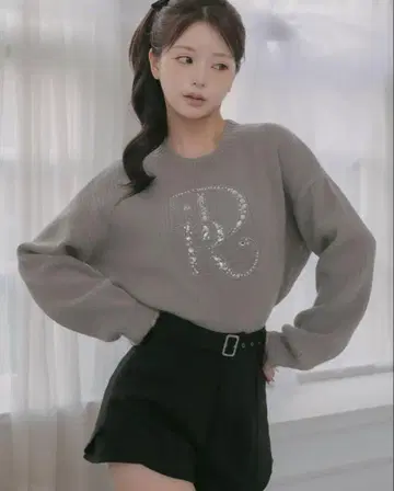 Darich DR 비쥬 볼륨 리브 니트탑 그레이