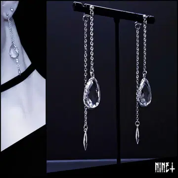 1008 실버 귀걸이 롱 액세서리 귀찌 크리스탈 체인