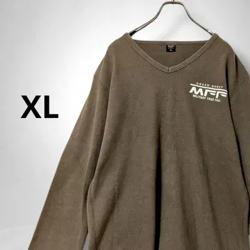 AVIREX 긴팔 밀리터리 디자인 V넥 롱 슬리브 티셔츠 XL