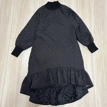 DONOBAN 퀼팅 원피스 루즈핏 프릴 개성있는 블랙