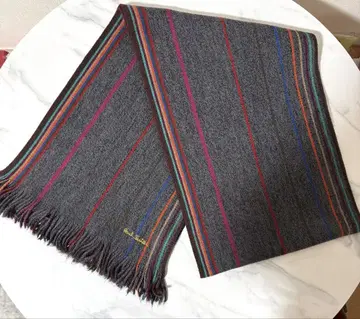 미사용 Paul Smith 울 머플러 스트라이프 그레이 계열 독일제