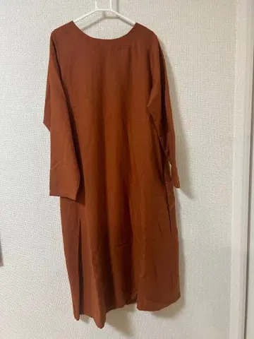 브라운 버튼 롱 원피스