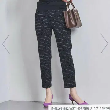 도트 자카드 슬림 팬츠