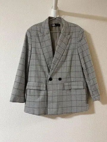 ZARA 체크 무늬 테일러드 자켓