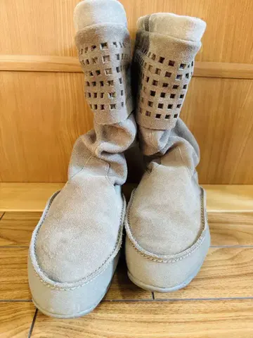 베이지 스웨이드 메쉬 부츠 다이어트 몸통 강화 트레이닝