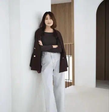 mystrada 마이 스트라다 테일러드 자켓 브라운 체크 무늬