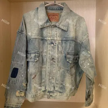 라이트 블루 데미지 데님 자켓