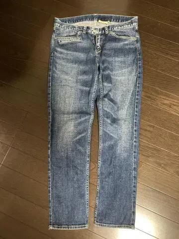 블루 데님 스트레이트 레그 팬츠