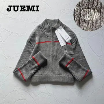 새상품 JUEMI 주에미 하프 지퍼 크롭 니트 리브 숏 기장