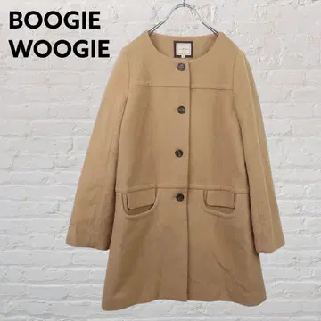 BOOGIE WOOGIE 캐시미어 혼방 노카라 코트 38 카멜 일본제