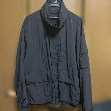 블랙 나일론 자켓 풀 집업