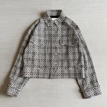 새상품급 언클레브 트위드 체크 자켓 사이즈 1 블랙