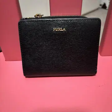 FURLA 블랙 가죽 접이식 지갑