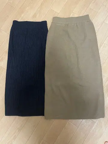 네이비 베이지 타이트 스커트 2종 세트