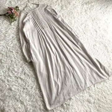 사만사 모스모스 베이지 롱 셔츠 원피스 백리본 레이스 전후 착용