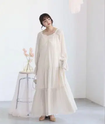 muguet 뮤게 아이보리 티어드 원피스