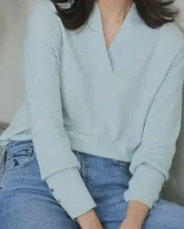 23구 택 포함 미사용 새상품 스웨터 블루 오피스 데이트