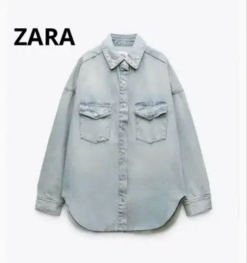 자라(ZARA) 택 포함 새상품 오버 사이즈 라이트 블루 데님 셔츠 S