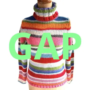 [ GAP ] 컬러풀 스트라이프 터틀넥 스웨터 XXS