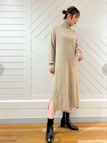 PaulineBleu 터틀넥 니트 원피스 베이지