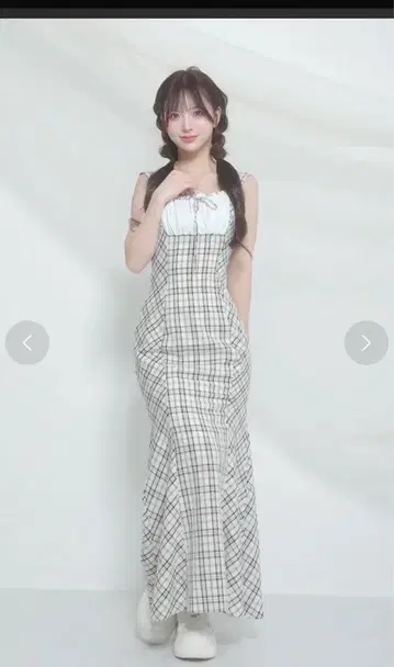 darich 체크 머메이드 롱 원피스