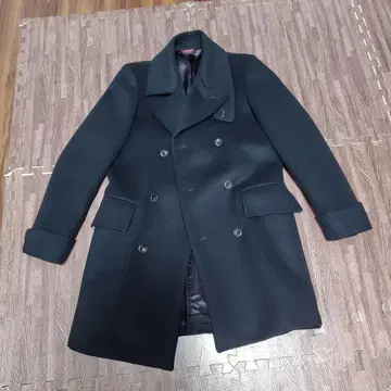 울 더블 브레스트 피코트 블랙