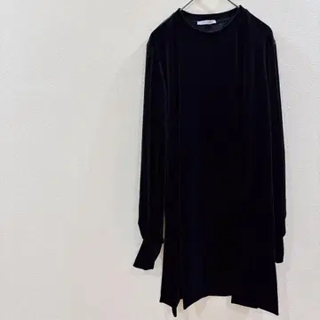 [ ZARA ] 블랙 벨로아 롱 티셔츠 튜닉 벌룬 슬리브