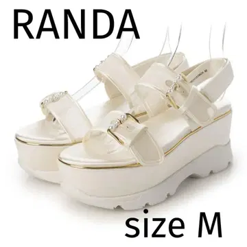 박스 있음 RANDA 펄 버클 볼륨 밑창 스포츠 샌들 통굽 벨트