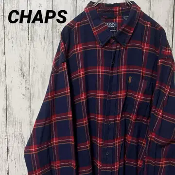 C2628 CHAPS 플란넬 셔츠 체크 오버 사이즈 해외 구제 의류