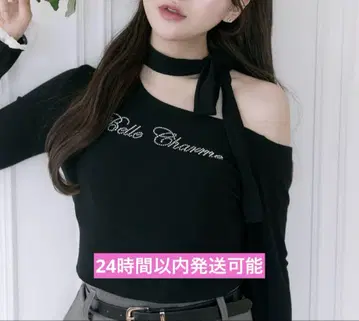 OLIVE des OLIVE 큐빅 로고 리본 티셔츠