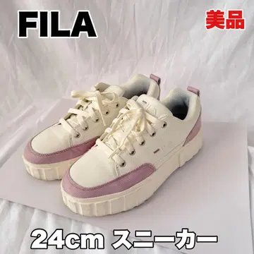 [ FILA ] 24cm 스니커즈 화이트 x 보라색 [ 새상품급 ]