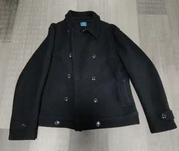 블랙 더블 브레스트 피 코트 L 사이즈